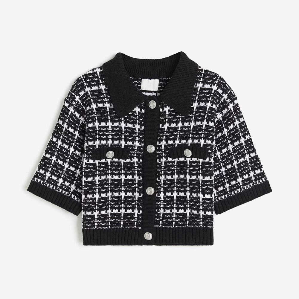H&M  Black and White Patterned Button Down cardigan